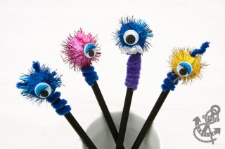 Pom Pom Pencil Toppers - One Eye Monsters » Coffee & Vanilla