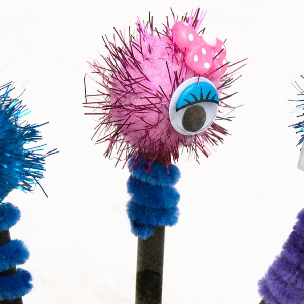 Pom Pom Pencil Toppers - One Eye Monsters » Coffee & Vanilla