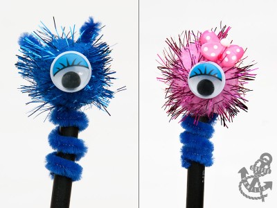 Pom Pom Pencil Toppers - One Eye Monsters » Coffee & Vanilla