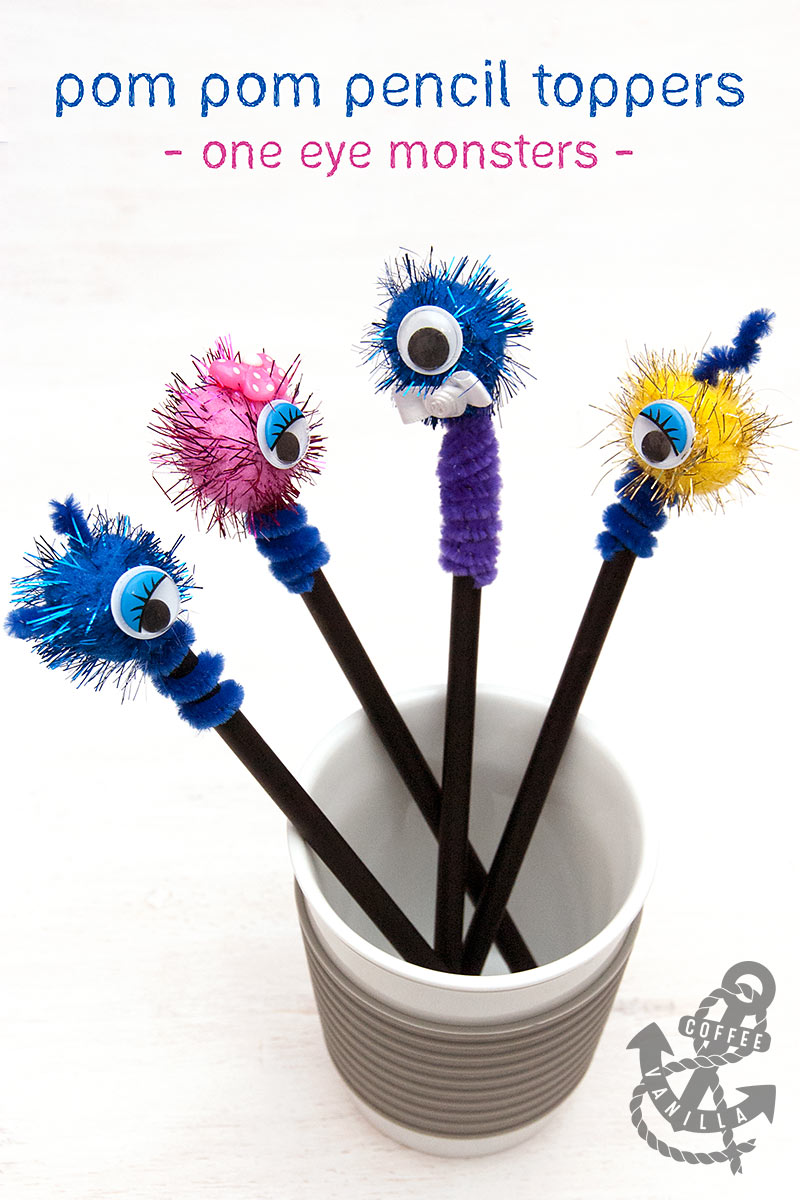 Pom Pom Pencil Toppers - One Eye Monsters » Coffee & Vanilla