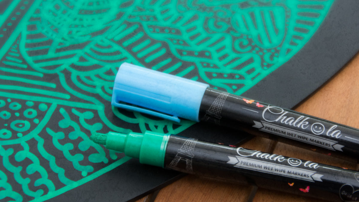 Metallic Chalk Markers (2 Pack) Liquid Chalk Pens for Blackboards,  Chalkboard, Bistro Menu, Window Markers for Cars - Wet Wipe Erasable - 15mm  Jumbo